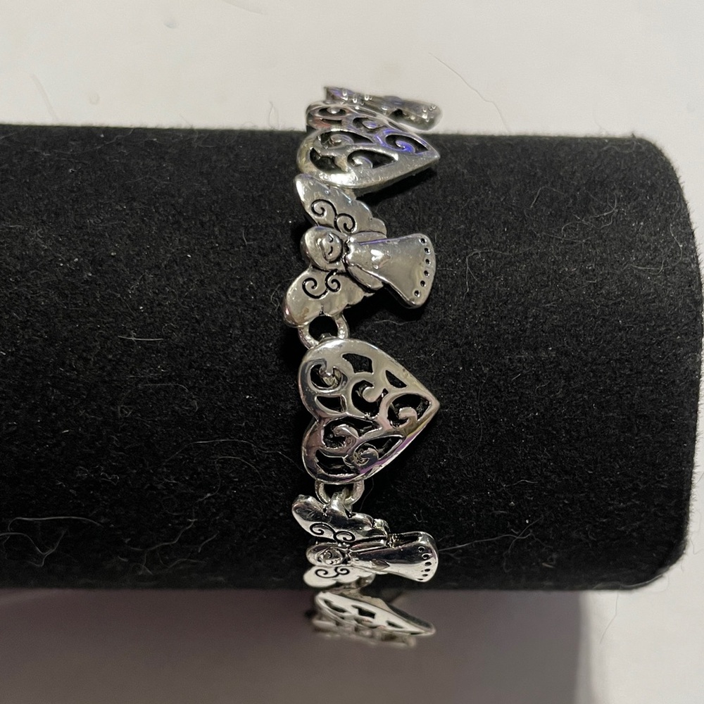 Silver Angel and Heart Bracelet